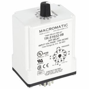 MACROMATIC TR-51622-08 Timer Relay, 60 Sec, 11 Pin, 10A, 120V AC/DC | AF7YTP 23NV03