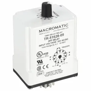 MACROMATIC TR-51628-05 Timer Relay, 10 Sec, 11 Pin, 10A, 24V AC/DC | AF7YTR 23NV08