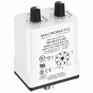 MACROMATIC TR-55121-05 Time Relay, Repeat Cycle, 0.1 Sec, 240VAC | AG3UFJ 33VC25