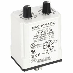 MACROMATIC TR-55121-08 Time Relay, Repeat Cycle, 0.6 Sec, 240VAC | AG3UFK 33VC26