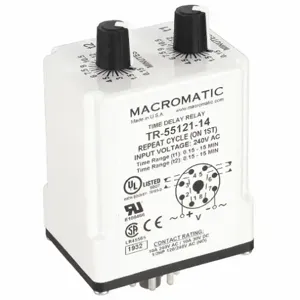 MACROMATIC TR-55121-14 Time Relay Repeat Cycle 9 Sec. 240vac | AG3UFN 33VC29