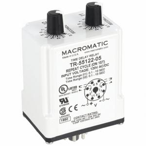 MACROMATIC TR-55122-05 Timer Relay, 10 Sec, 8 Pin, 10A, 120V AC/DC | AF7YTX 23NV13