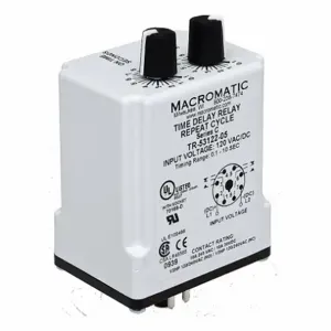 MACROMATIC TR-55128-10 Timer Relay, 180 Sec, 8 Pin, 10A, 24V AC/DC | AF7YUE 23NV22