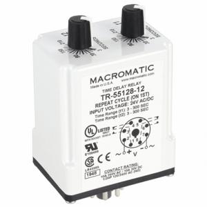 MACROMATIC TR-55128-12 Timer Relay, 300 Sec, 8 Pin, 10A, 24V AC/DC | AF7YUF 23NV23