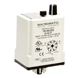 MACROMATIC TR-6022U-H Time Delay Relay, 10A DPDT, 24-240V AC & 12-125V DC | CL2MFZ