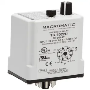 MACROMATIC TR-6022U Time Delay Relay, 240VAC, On Delay, 8 Pin, DPDT | CD3ZHP