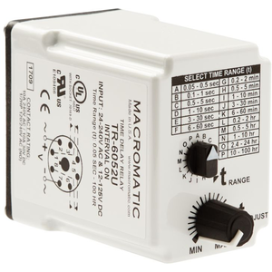 MACROMATIC TR-6052U Zeitverzögerungsrelais, 240 VAC, Intervall-Ein, 8-polig, DPDT | CD3ZHQ