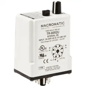 MACROMATIC TR-6052U Time Delay Relay, 240VAC, Interval On, 8 Pin, DPDT | CD3ZHQ