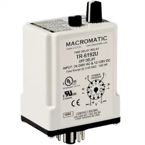 MACROMATIC TR-6222U Time Delay Relay, 24-240VAC, 10A | CD6EJU