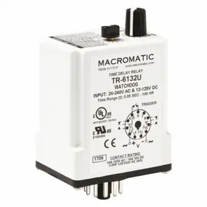 MACROMATIC TR-6132U Time Delay Relay, 24-240VAC, 10A | CD6EJP