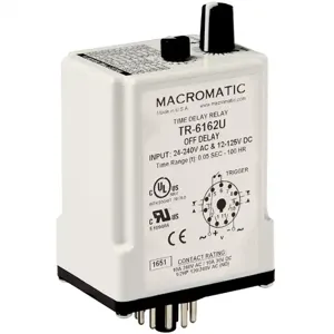 MACROMATIC TR-6162U Time Delay Relay, 240VAC, Off Delay, 11 Pin, DPDT | CD3ZHT