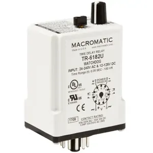 MACROMATIC TR-6182U Time Delay Relay, 24-240VAC, 10A | CD6EJR