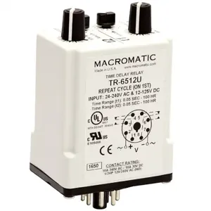 MACROMATIC TR-6512U Time Delay Relay, 240VAC, Repeat Cyle, 8 Pin, DPDT | CD3ZHV