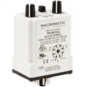 MACROMATIC TR-6612U Time Delay Relay, 240VAC, Delayed Interval, 8 Pin, DPDT | CD3ZHW