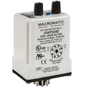 MACROMATIC VAKP048D Voltage Sensing Relay, 30VA, Indicator Style LED, -40 to 85 Deg C | CD6FRR