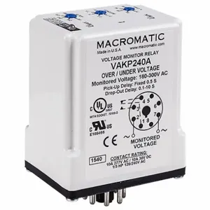 MACROMATIC VAKP240A Voltage Sensing Relay, -40 to 85 Deg C, 30VA, Indicator Style LED | CD3ZHY