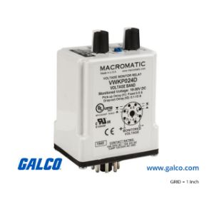 MACROMATIC VWKP024A Voltage Band Relay, 24VAC, Plug-In, 0.1-10 Sec, 10A, DPDT | CH6GZF