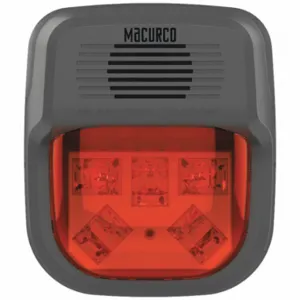 MACURCO HS-R Horn Strobe Alarm, 4 3/4 Inch Length, Adj Red Strobe, Adj Audible Tone Settings | CR9ZMK 443V38