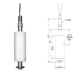 MADISON M8600 Single Point Level Switch, 1.5 Inch Float Dia., 60 Watt, SPST, 240V AC, 0.40A | CM7MZA