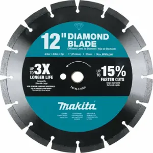 MAKITA E-02521 Diamond Blade, 12 Inch Blade Dia, 20 mm-1 Inch Arbor Size, Wet/Dry | CT2CND 61HJ37