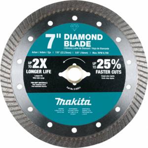 MAKITA E-02571 Diamond Blade, 7 Inch Blade Dia, 5/8 In-7/8 Inch Arbor Size, Wet/Dry, Premium, Turbo | CT2CNH 61HJ38