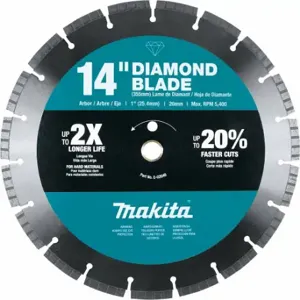 MAKITA E-02646 Diamond Blade, 14 Inch Blade Dia, 20 mm-1 Inch Arbor Size, Wet/Dry | CT2CNE 61HJ40