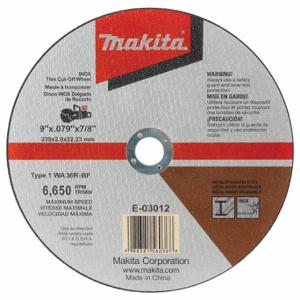 MAKITA E-03012 Abrasive Cut-Off Wheel, 9 Inch Abrasive Wheel Dia Oxide, Type 1 | CT2BRD 60UP37