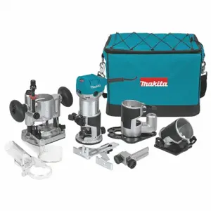 MAKITA RT0701CX3 Router, Compact, Plunge Base, 1.25 Hp, Variable Speed, 30000 Rpm, 1/4 Inch Collet | CT2DFX 34G803