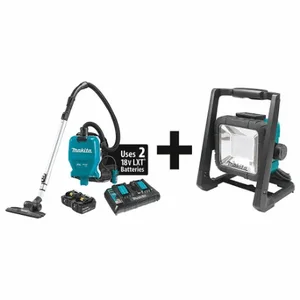 MAKITA XCV09PT + DML805 BackPack Vacuum, 70 cfm Vacuum Air Flow, 9.9 lb Wt, 69 dB Sound Level, Reusable Bag, HEPA | CT2BVK 327EF7