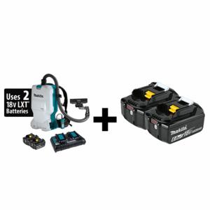 MAKITA XCV17PG/BL1860B-2 BackPack Vacuum Kit, 78 cfm Vacuum Air Flow, 15 lb Wt, 67 dB Sound Level, Includes Battery | CT2DPX 359WA6
