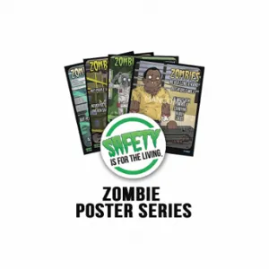 MANCOMM 31P-199-02 Safety Poster, 12 X 16 Inch Nominal Sign Size, Clear Film Laminate, English, Zombie Safety | CT2EAR 52TE08