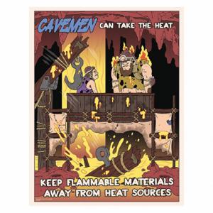 MANCOMM 31P-622-01 Safety Poster, Caveman Safety Posters, 12 X 16 Inch Nominal Sign Size, Clear Film Laminate | CT2EDA 52TE73