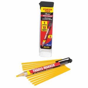 MARKAL 96131 Paint Marker, Mechanical Grease Pencil Kit, 3 mm Tip Width, Flat, Yellow, Wax, Yellow | CT2FZV 21U681