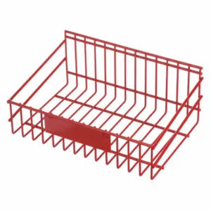 MARLIN STEEL WIRE PRODUCTS 01431010-05 Storage Basket, Steel, Chrome-Plated, Red, 13 3/4 Inch Overall Width | CT2GKR 52JA98