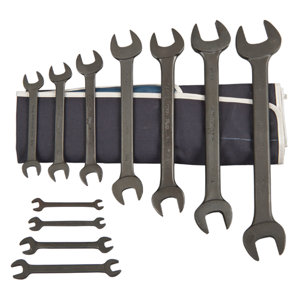 MARTIN SPROCKET BOE11K Open End Wrench Set, SAE, Industrial Black, Steel, Pack Of 11 | AK9ADY