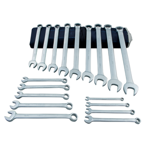 MARTIN SPROCKET C18KM Combination Wrench Set, Metric, Chrome, Steel, Pack Of 18 | AM7KLA