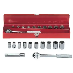 MARTIN SPROCKET H12K Socket Set, SAE, 3/4 Inch Drive Size, Chrome, Alloy Steel, Pack Of 12 | BD2RWB