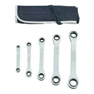 MARTIN SPROCKET RB5K Ratcheting Wrench Set, SAE, Chrome, Steel, Pack Of 5 | BC9KJZ