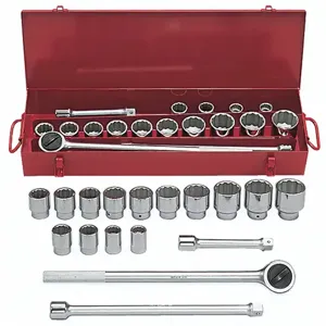 MARTIN SPROCKET S17K Socket Set, SAE, 1/2 Inch Drive Size, Chrome, Alloy Steel, Pack Of 17 | BD2JPQ