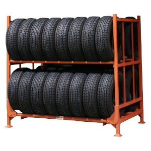MARTINS INDUSTRIES MLTFD Folding And Stacking Tyre Rack, 72.04 x 50 x 68.11 Inch Size, Steel, Orange | CE8PVE