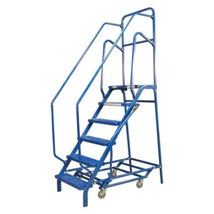 MARTINS INDUSTRIES MML-6 Mobile Ladder, 51 x 28 x 95 Inch Size, 6 Step, Steel, Blue | CE8PTT