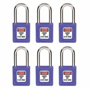 MASTER 410S6BLU LOCK Lockout Padlock, Keyed Different, Thermoplastic, Std Body Body Size, Metal, Std, Blue | CT2HQH 45JC67