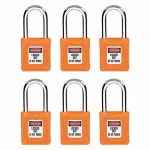 MASTER 410S6ORJ LOCK Lockout Padlock, Keyed Different, Thermoplastic, Std Body Body Size, Metal, Std | CT2HQF 45JC68