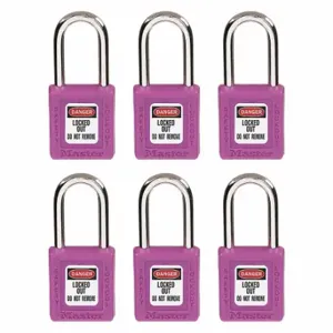 MASTER 410S6PRP LOCK Lockout Padlock, Keyed Different, Thermoplastic, Std Body Body Size, Metal, Std | CT2HQE 45JC71