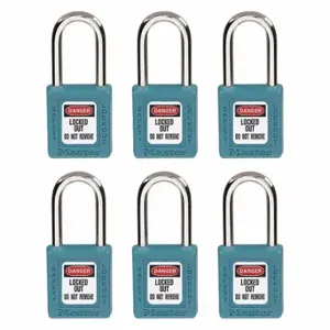 MASTER 410S6TEAL LOCK Lockout Padlock, Keyed Different, Thermoplastic, Std Body Body Size, Metal, Std, Teal | CT2HQJ 45JC70