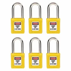 MASTER 410S6YLW LOCK Lockout Padlock, Keyed Different, Thermoplastic, Std Body Body Size, Metal, Std | CT2HQG 45JC65