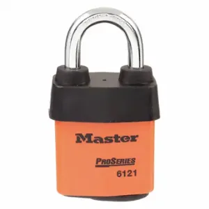 MASTER 6121KAORJ LOCK Lockout Padlock, Keyed Alike, Steel, Boron Alloy, Std, Orange, 1 Pack Size | CT2HPX 45JC90