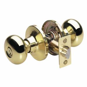 MASTER BC0103KA Lock Knob Lockset, 3, Biscuit, Polished Brass, Kwikset Kw1, Alike | CT2HNW 492U78