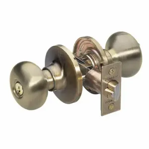 MASTER BC0105KA4S Lock Knob Lockset, 3, Biscuit, Antique Brass, Alike | CT2HKL 492U84