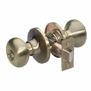 MASTER BC0305BOX Lock Knob Lockset, 3, Biscuit, Antique Brass, Not Keyed | CT2HKU 492V59